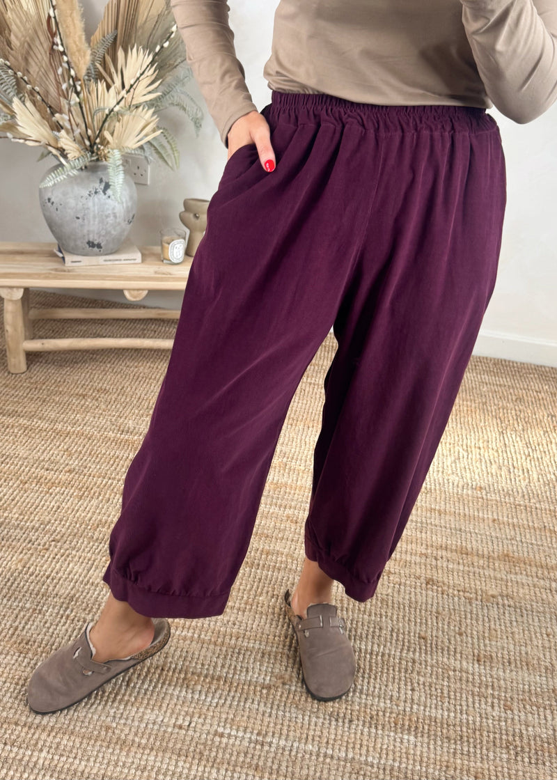 Baby cord Eva pants - damson-The Style Attic