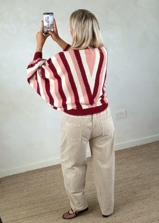 Balloon sleeve striped knit-The Style Attic