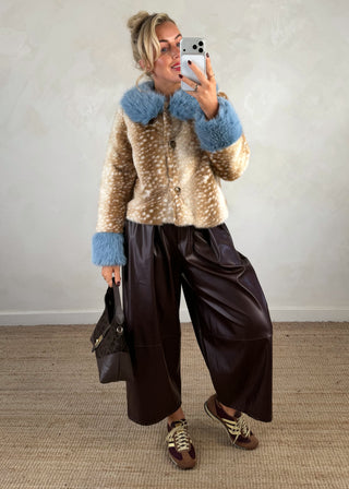 Bambi fur collar jacket - Blue-The Style Attic