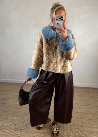 Bambi fur collar jacket - Blue-The Style Attic