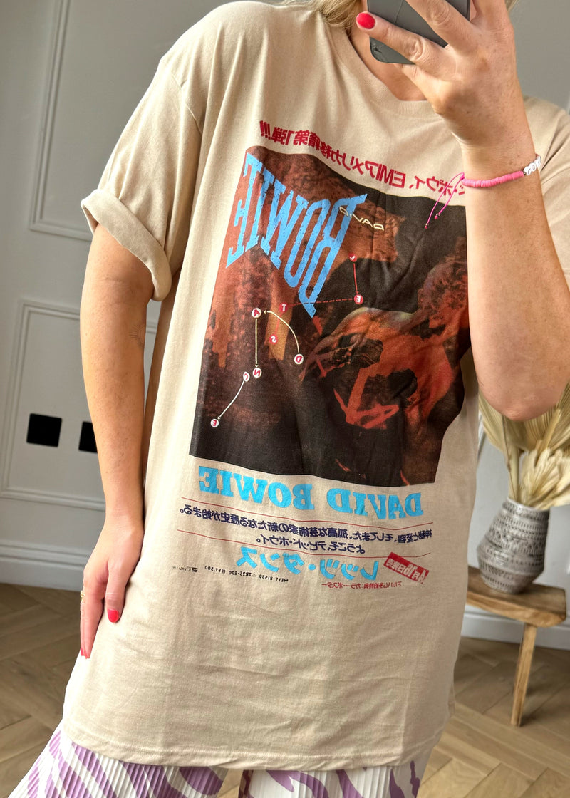 Band tee - beige Bowie-The Style Attic