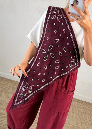 Bandana knitted scarf - Merlot-The Style Attic