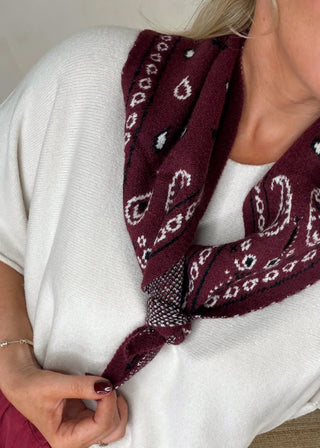 Bandana knitted scarf - Merlot-The Style Attic