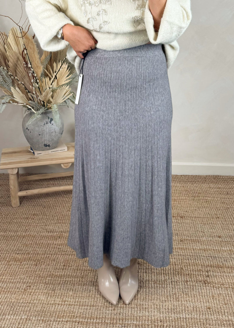 Barclay knitted skirt - grey-The Style Attic