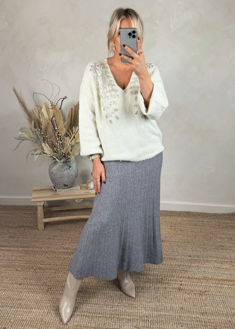 Barclay knitted skirt - grey-The Style Attic