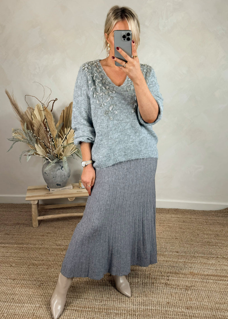 Barclay knitted skirt - grey-The Style Attic