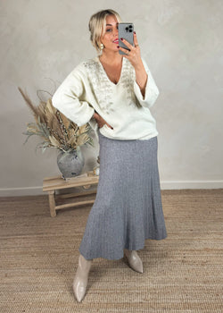 Barclay knitted skirt - grey-The Style Attic