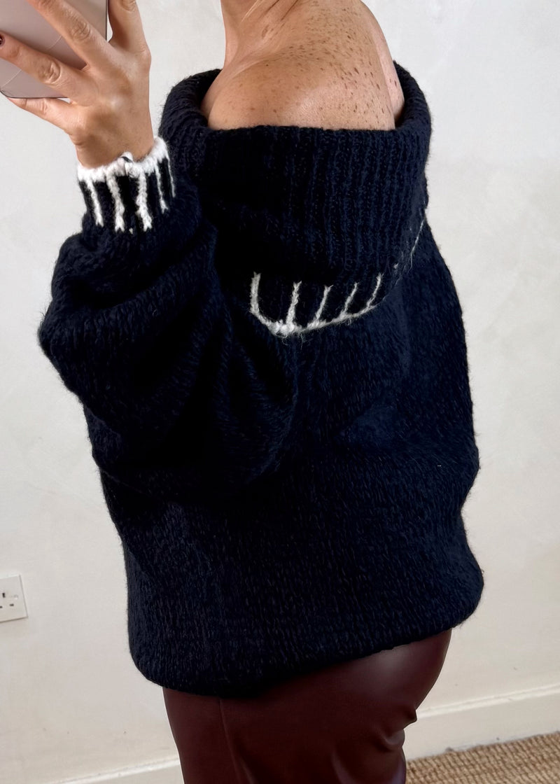 Bardot knit - navy-The Style Attic