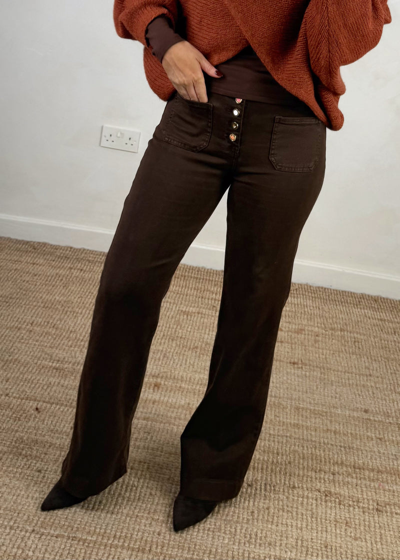 Barney wide leg jeans - chocolate-The Style Attic