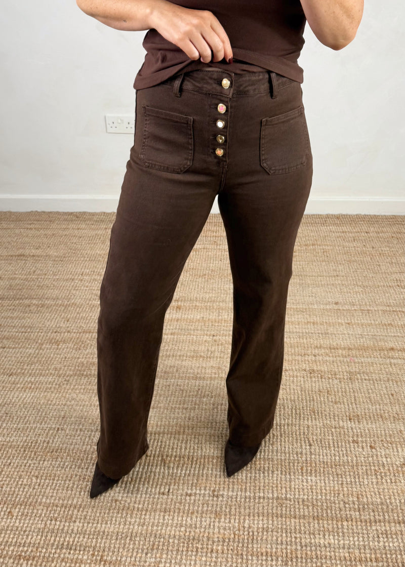 Barney wide leg jeans - chocolate-The Style Attic
