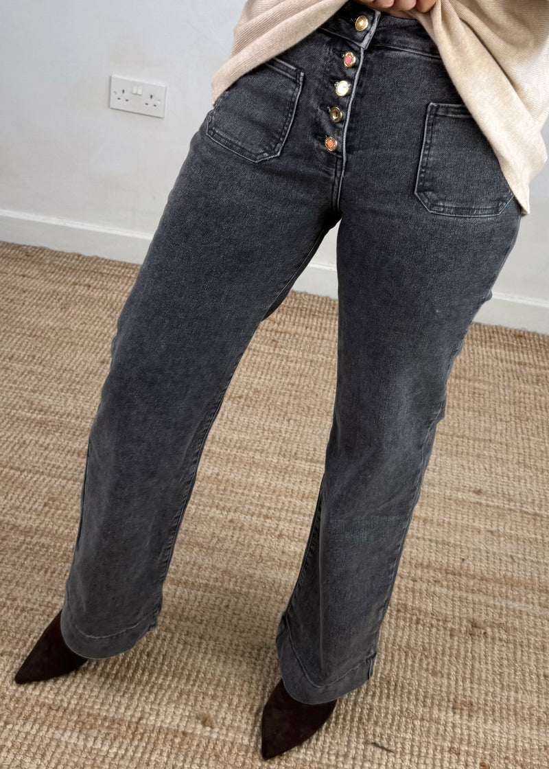 Barney wide leg jeans - grey-The Style Attic