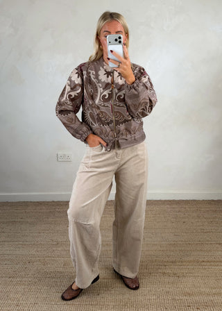 Baroque printed jacket - Taupe-The Style Attic