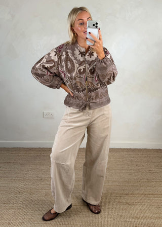 Baroque printed jacket - Taupe-The Style Attic