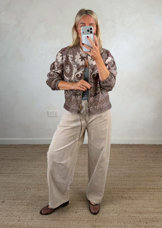 Baroque printed jacket - Taupe-The Style Attic
