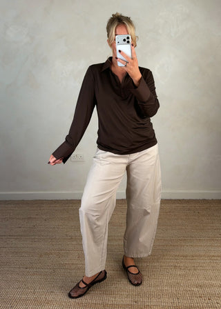 Barrel leg magic pants - Beige-The Style Attic