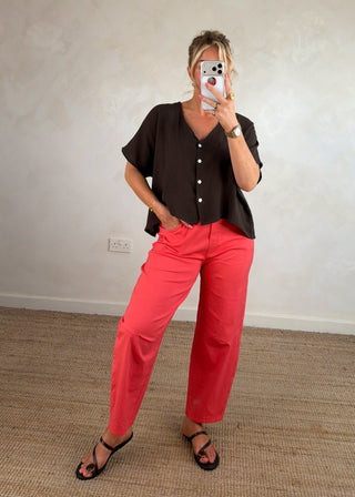 Barrel leg magic pants - Coral-The Style Attic