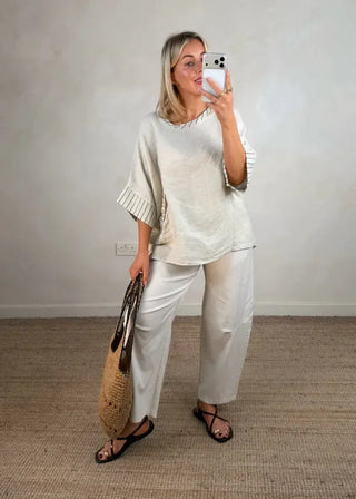 Barrel leg magic pants - Cream-The Style Attic