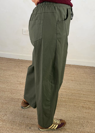 Barrel leg magic pants - Dark khaki-The Style Attic