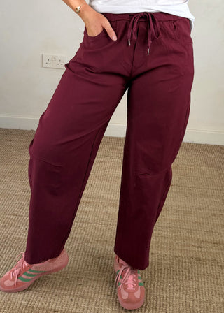 Barrel leg magic pants - Merlot-The Style Attic