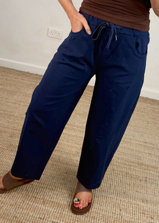 Barrel leg magic pants - Navy-The Style Attic