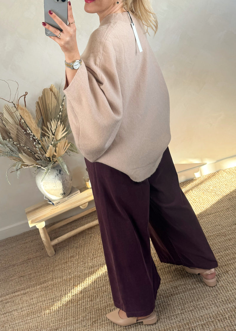 Batwing bow knit - beige-The Style Attic