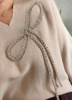 Batwing bow knit - beige-The Style Attic