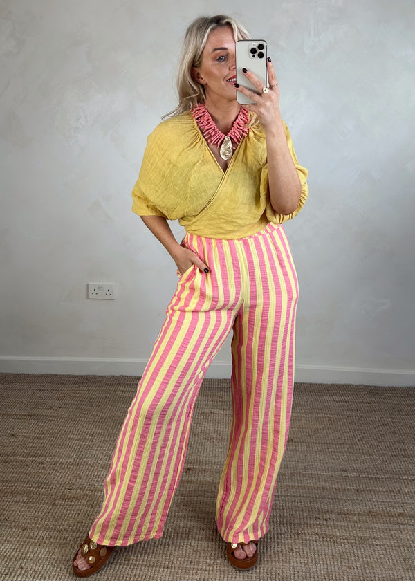 Beatrice linen wrap - yellow-The Style Attic