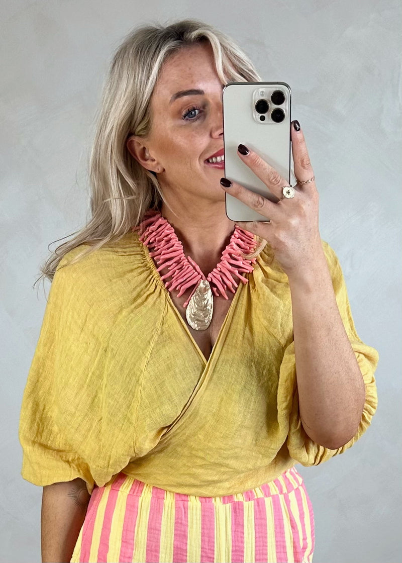 Beatrice linen wrap - yellow-The Style Attic
