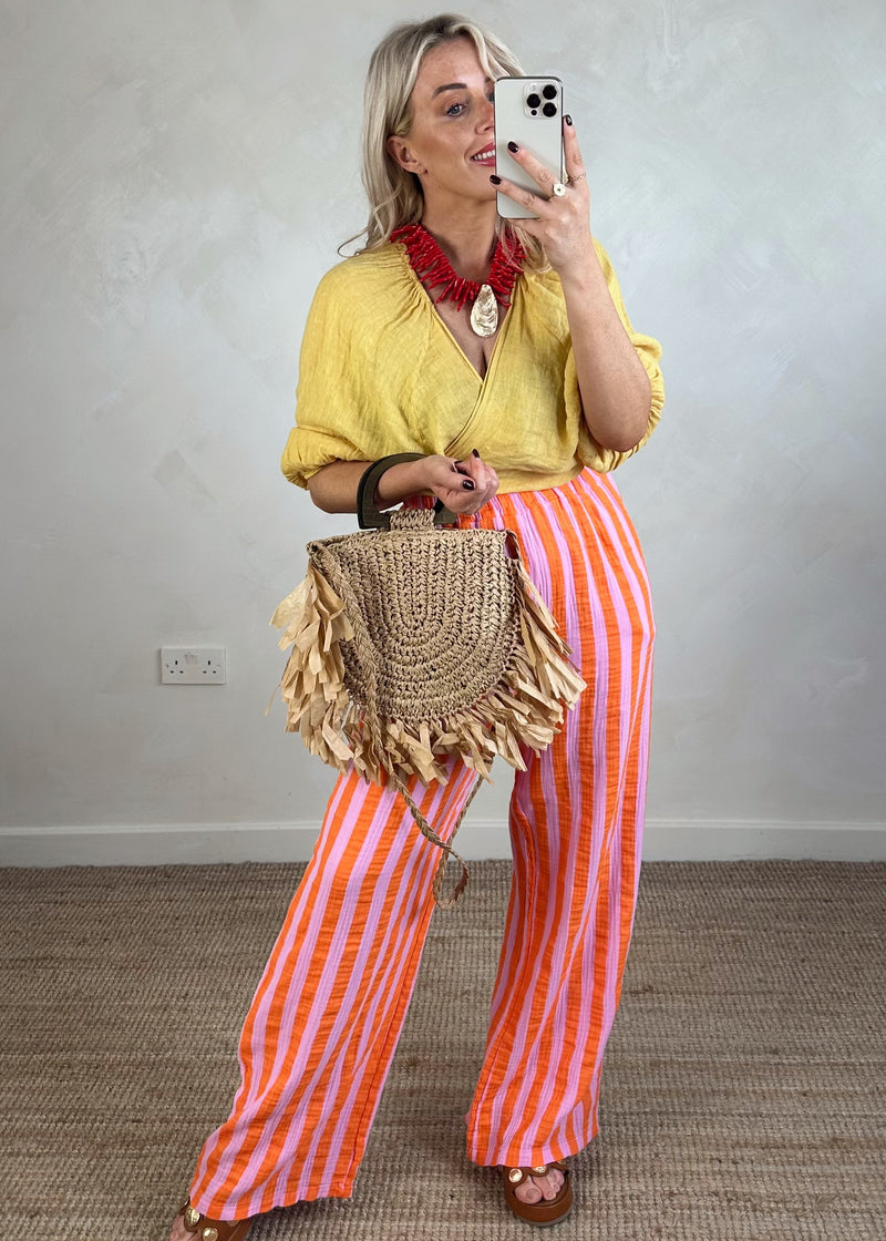 Beatrice linen wrap - yellow-The Style Attic