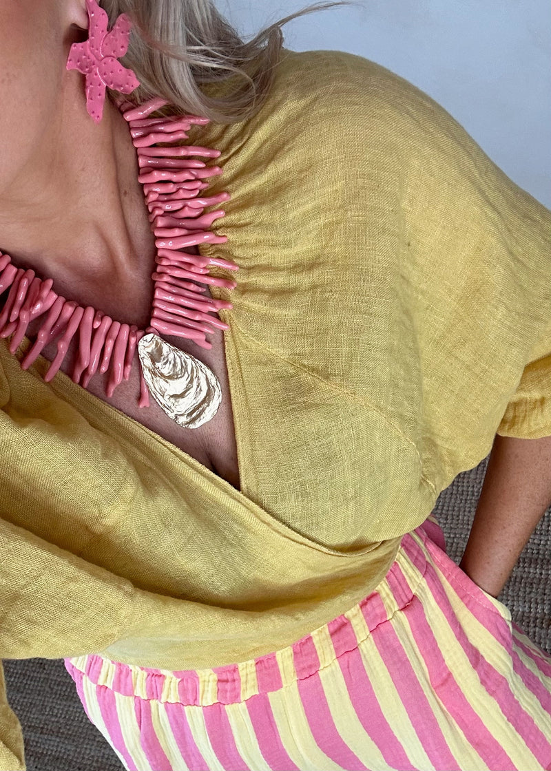 Beatrice linen wrap - yellow-The Style Attic