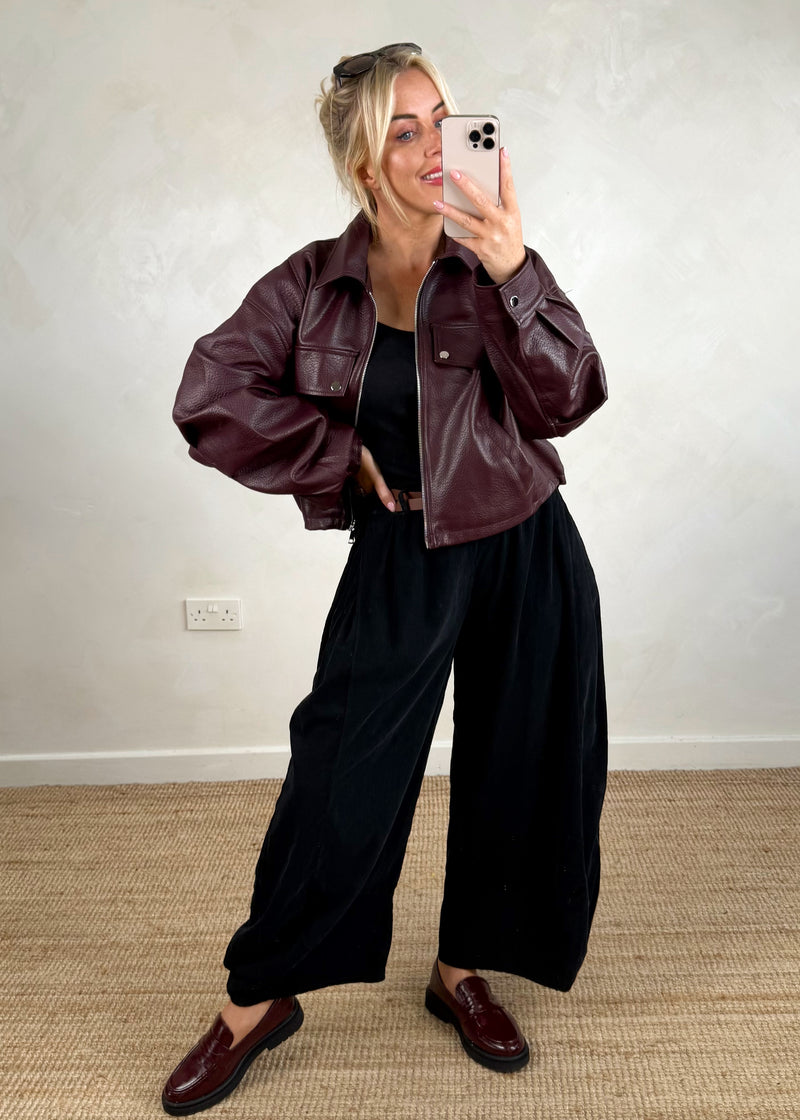 Beau oversized jacket - Merlot-The Style Attic