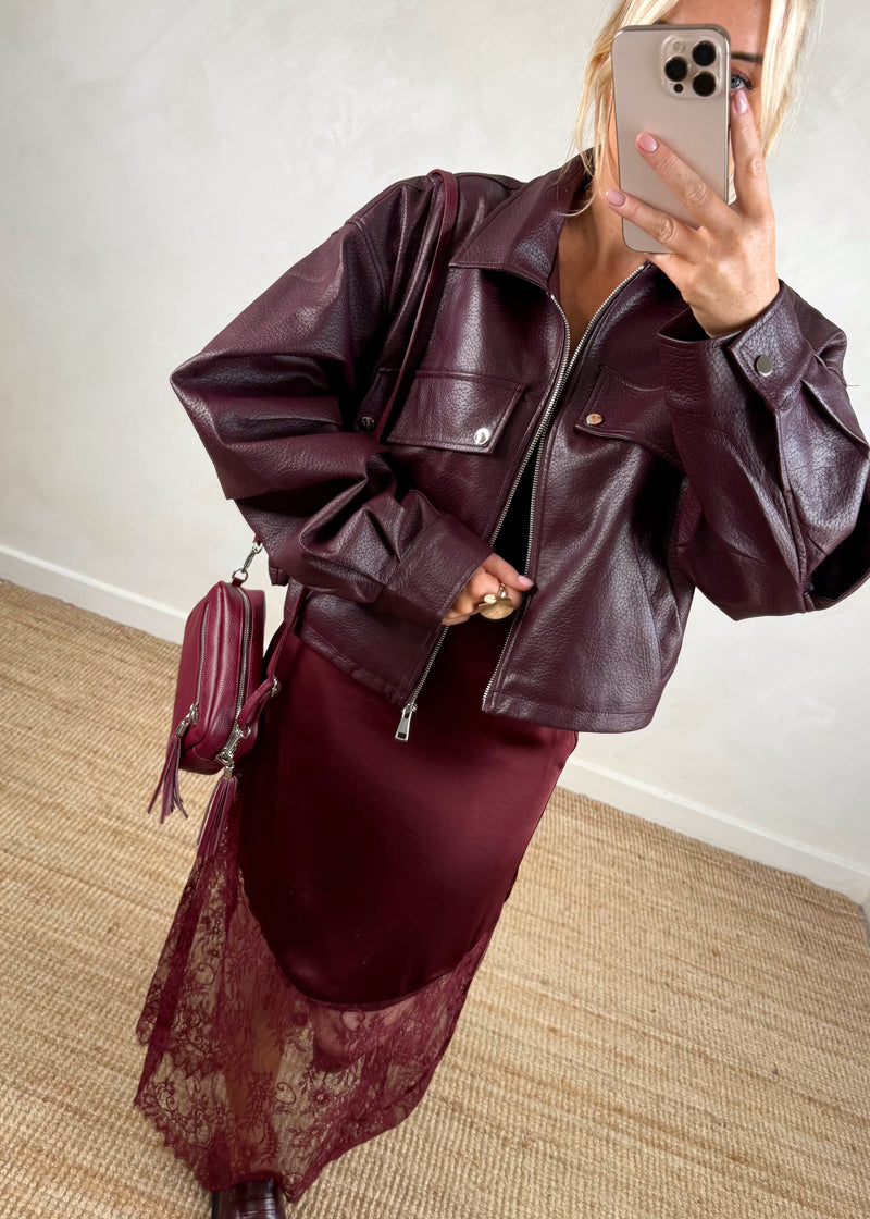 Beau oversized jacket - Merlot-The Style Attic