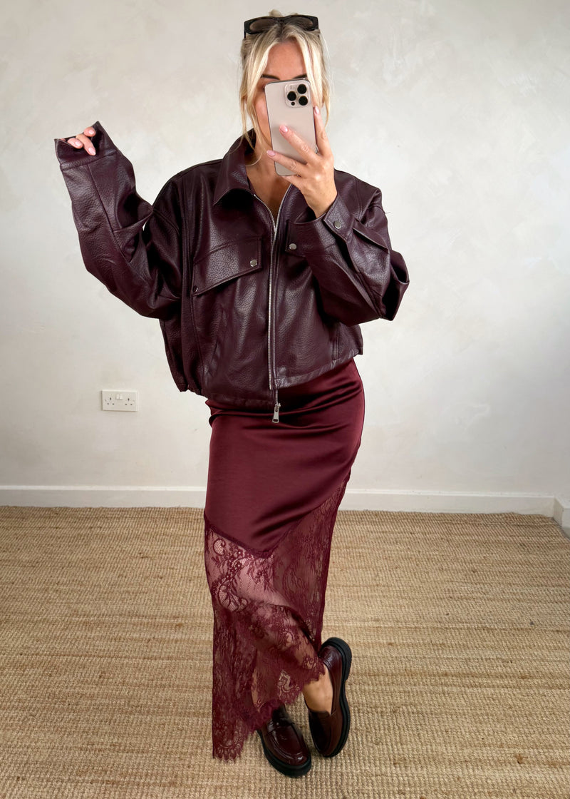 Beau oversized jacket - Merlot-The Style Attic
