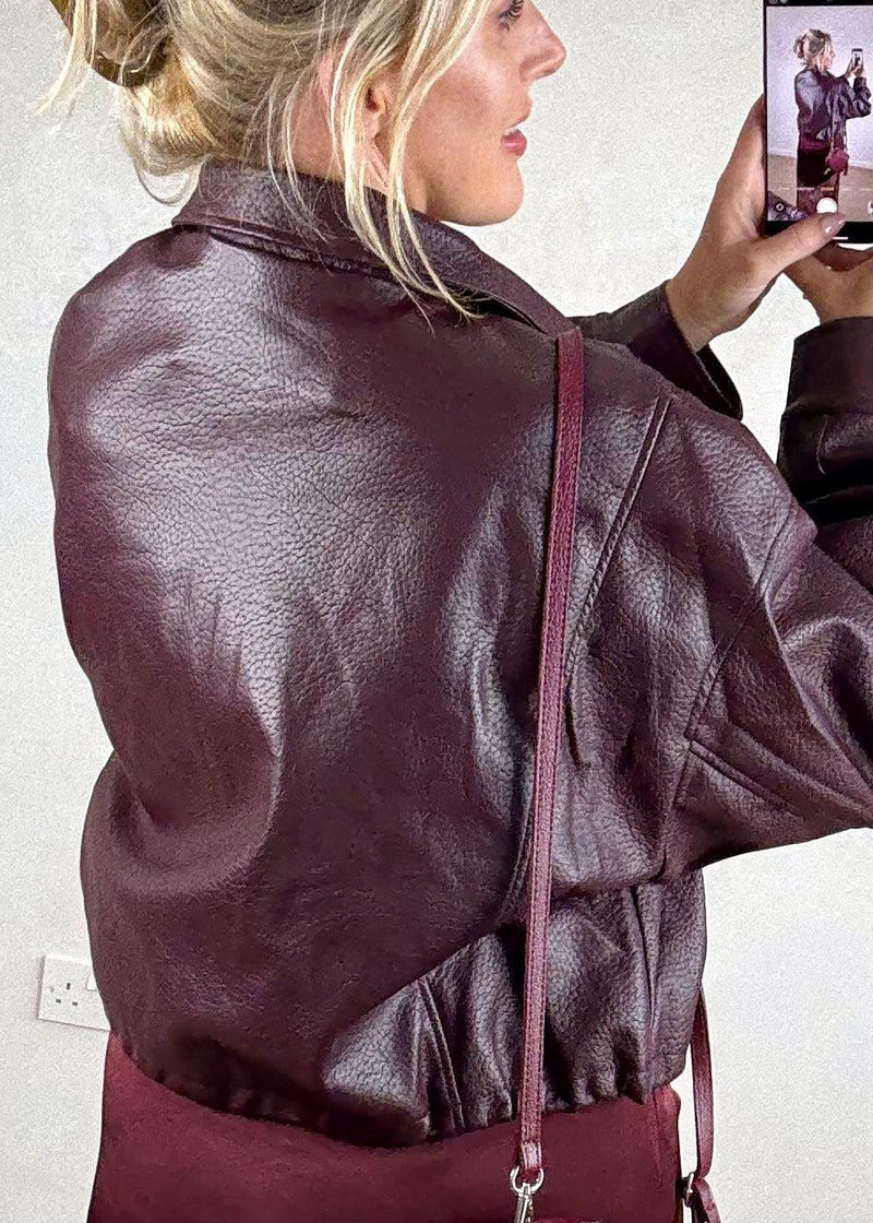 Beau oversized jacket - Merlot-The Style Attic