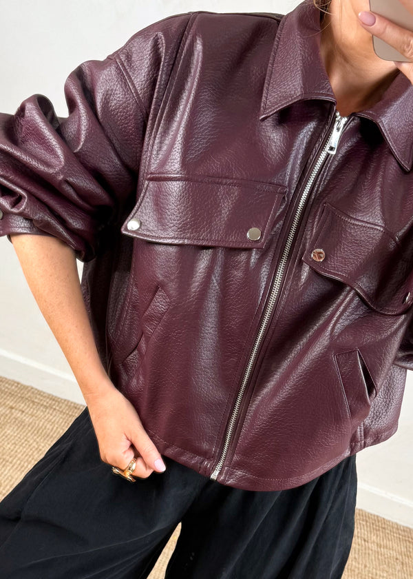 Beau oversized jacket - Merlot-The Style Attic