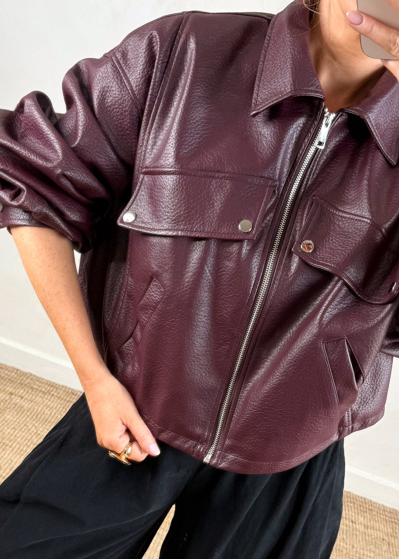 Beau oversized jacket - Merlot-The Style Attic