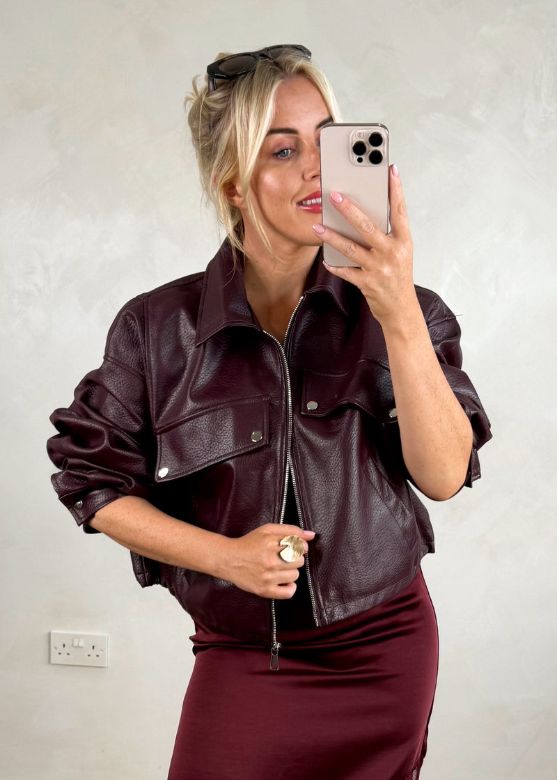 Beau oversized jacket - Merlot-The Style Attic