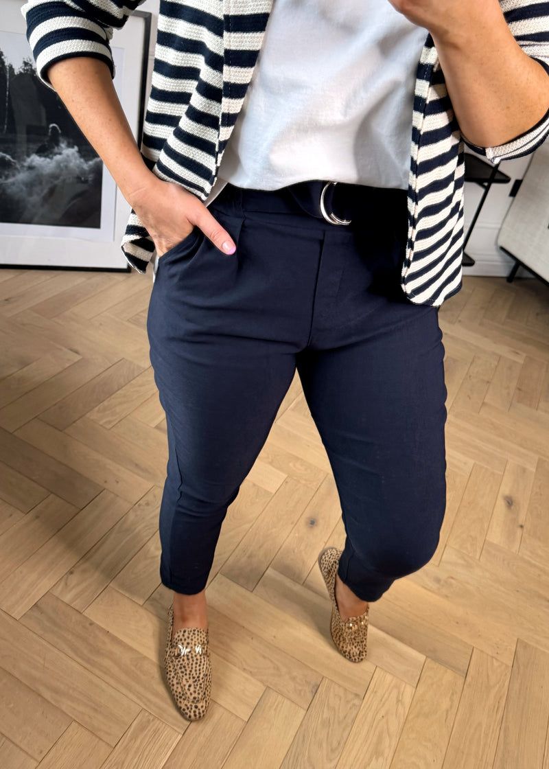 Belted Magic Pants - Navy-The Style Attic