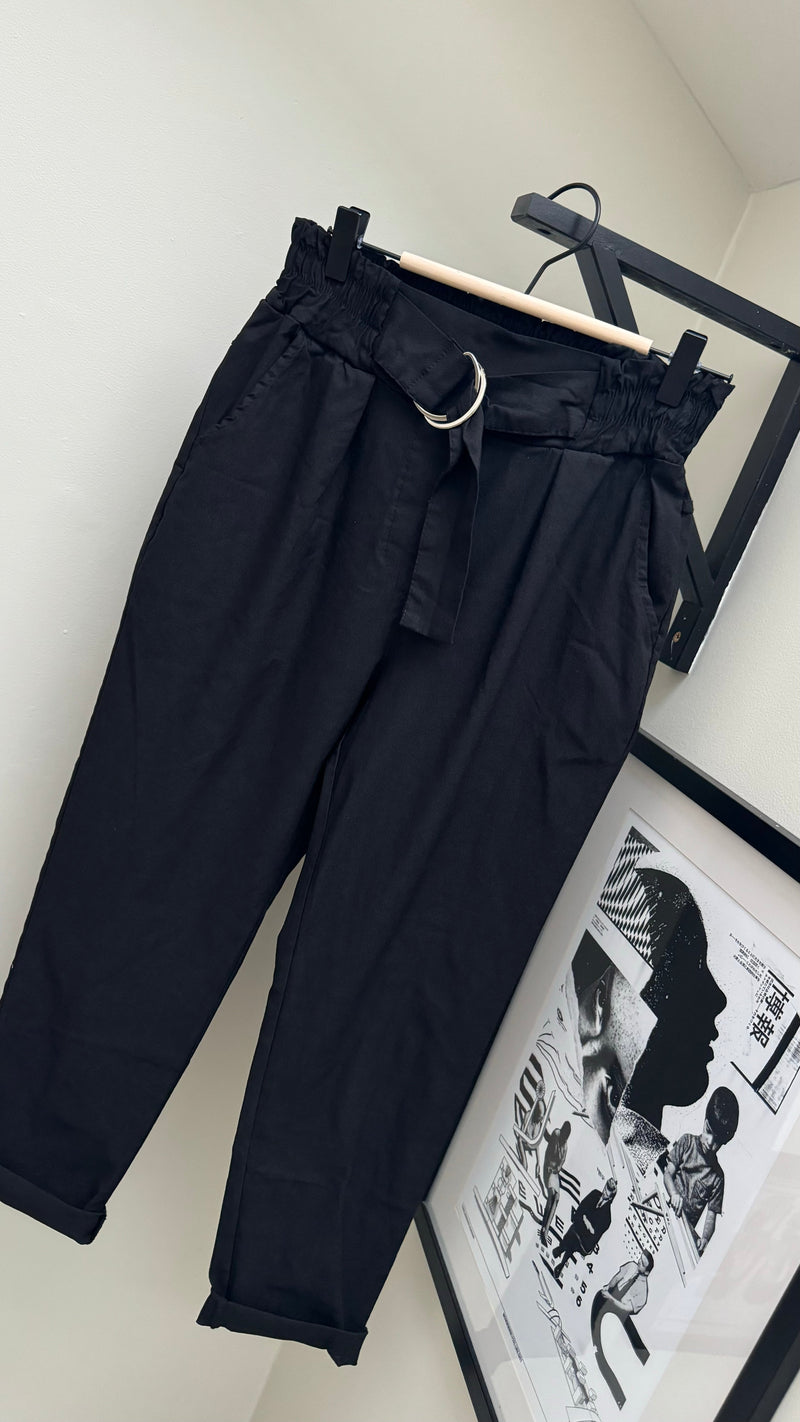 Belted Magic Pants - black-The Style Attic