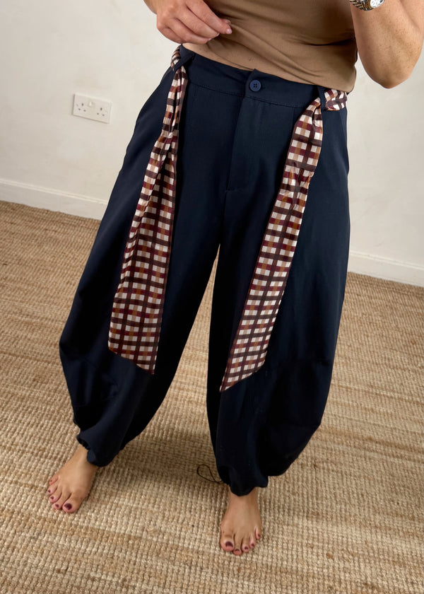 Belted cocoon trouser - chocolate-The Style Attic