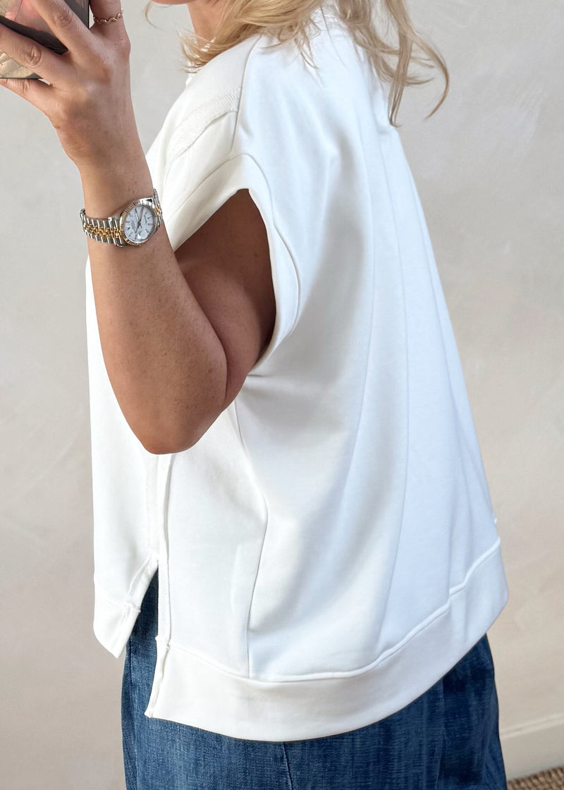 Benji sweat tee - White-The Style Attic