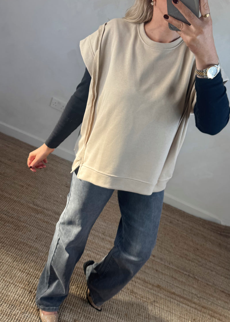 Benji sweat tee - beige-The Style Attic