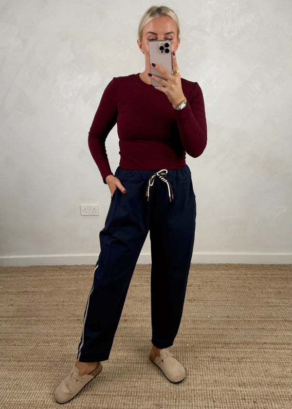 Beth striped jogger - navy-The Style Attic