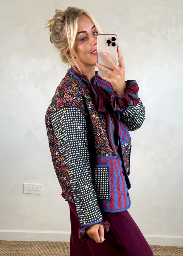 Bitsy multi print quilted jacket-The Style Attic