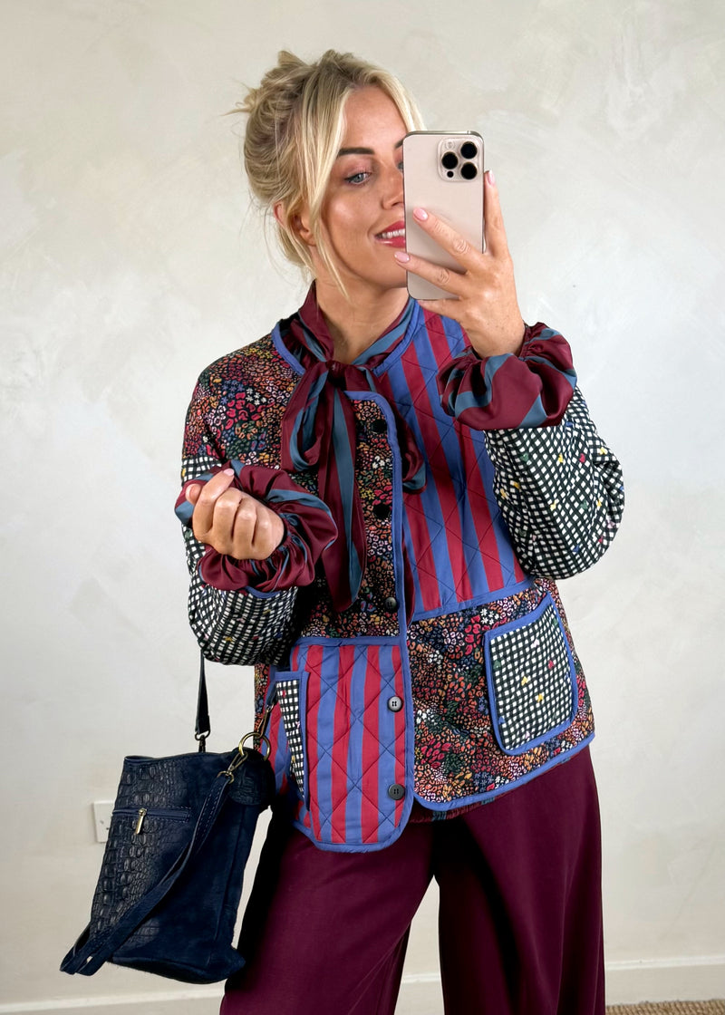 Bitsy multi print quilted jacket-The Style Attic