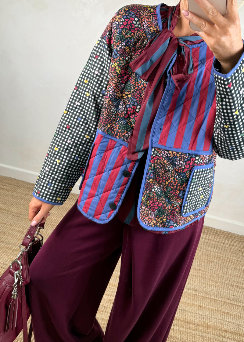 Bitsy multi print quilted jacket-The Style Attic