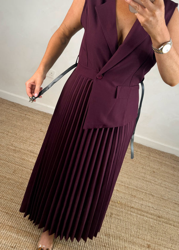 Blazer pleated dress - damson-The Style Attic