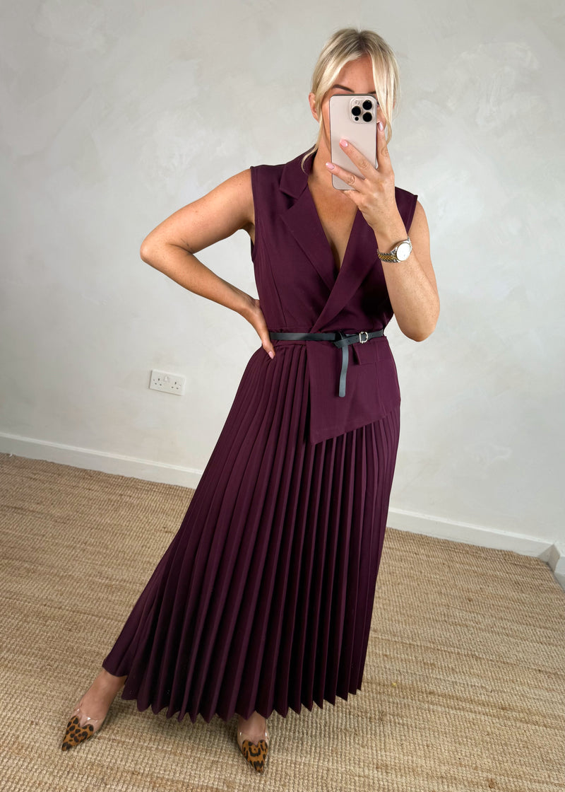 Blazer pleated dress - damson-The Style Attic