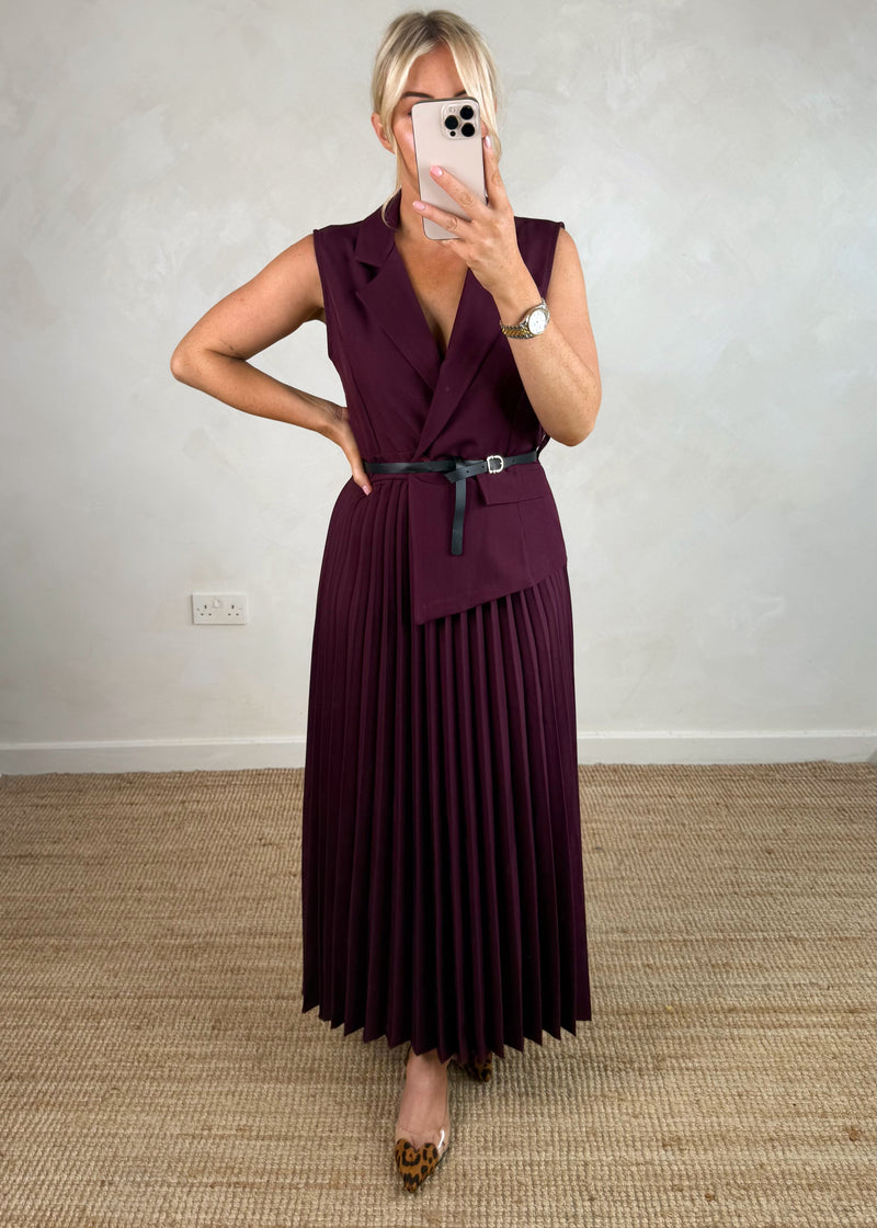 Blazer pleated dress - damson-The Style Attic