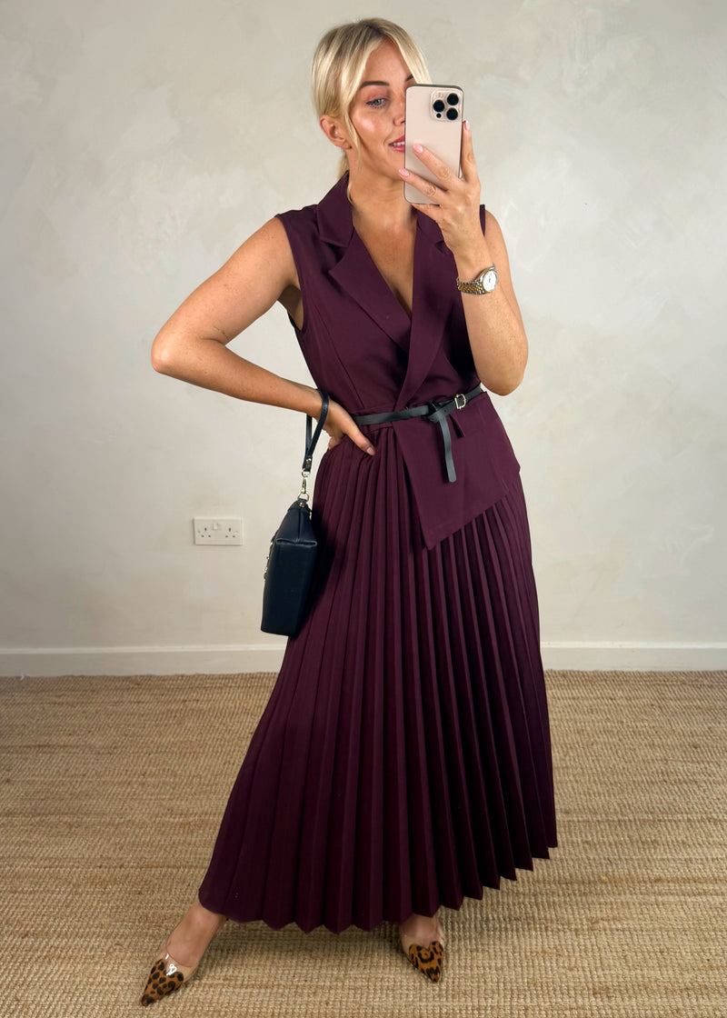 Blazer pleated dress - damson-The Style Attic